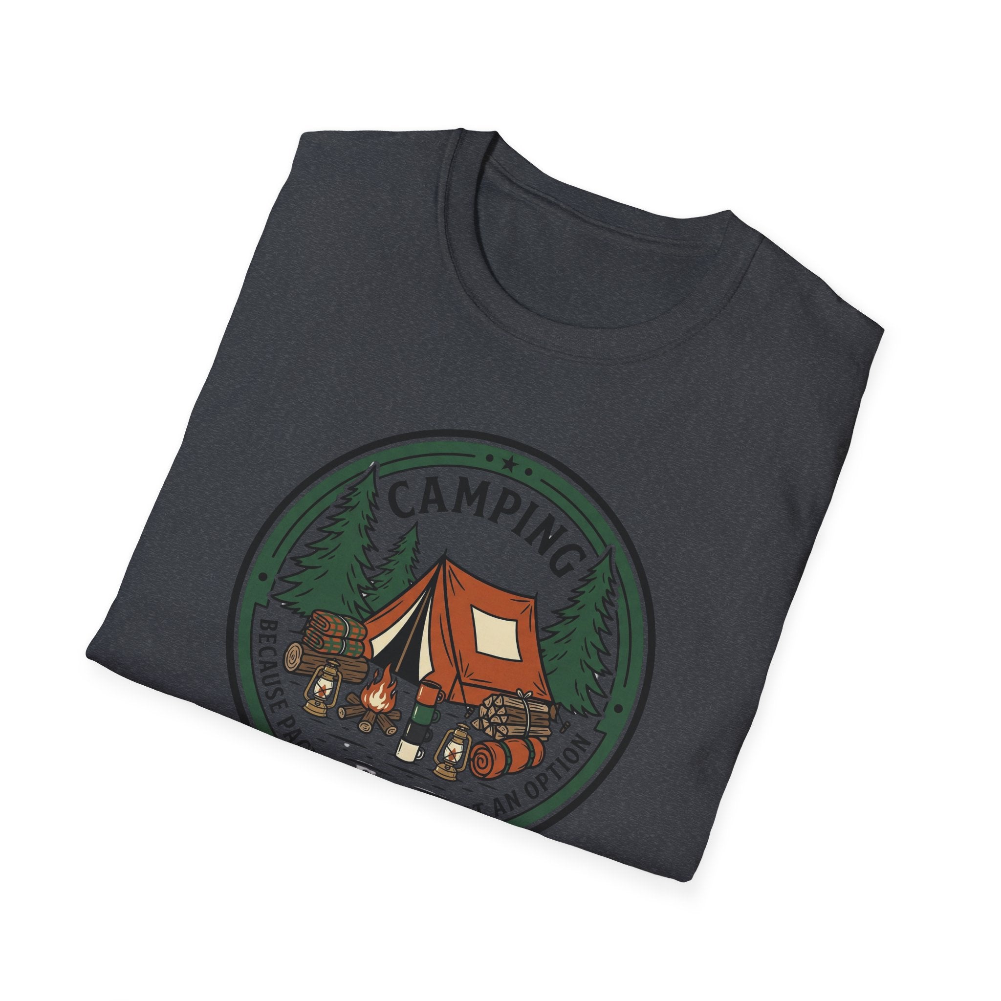 Camping Campfire Tent Graphic T-Shirt | Outdoor Adventure Cabin Design