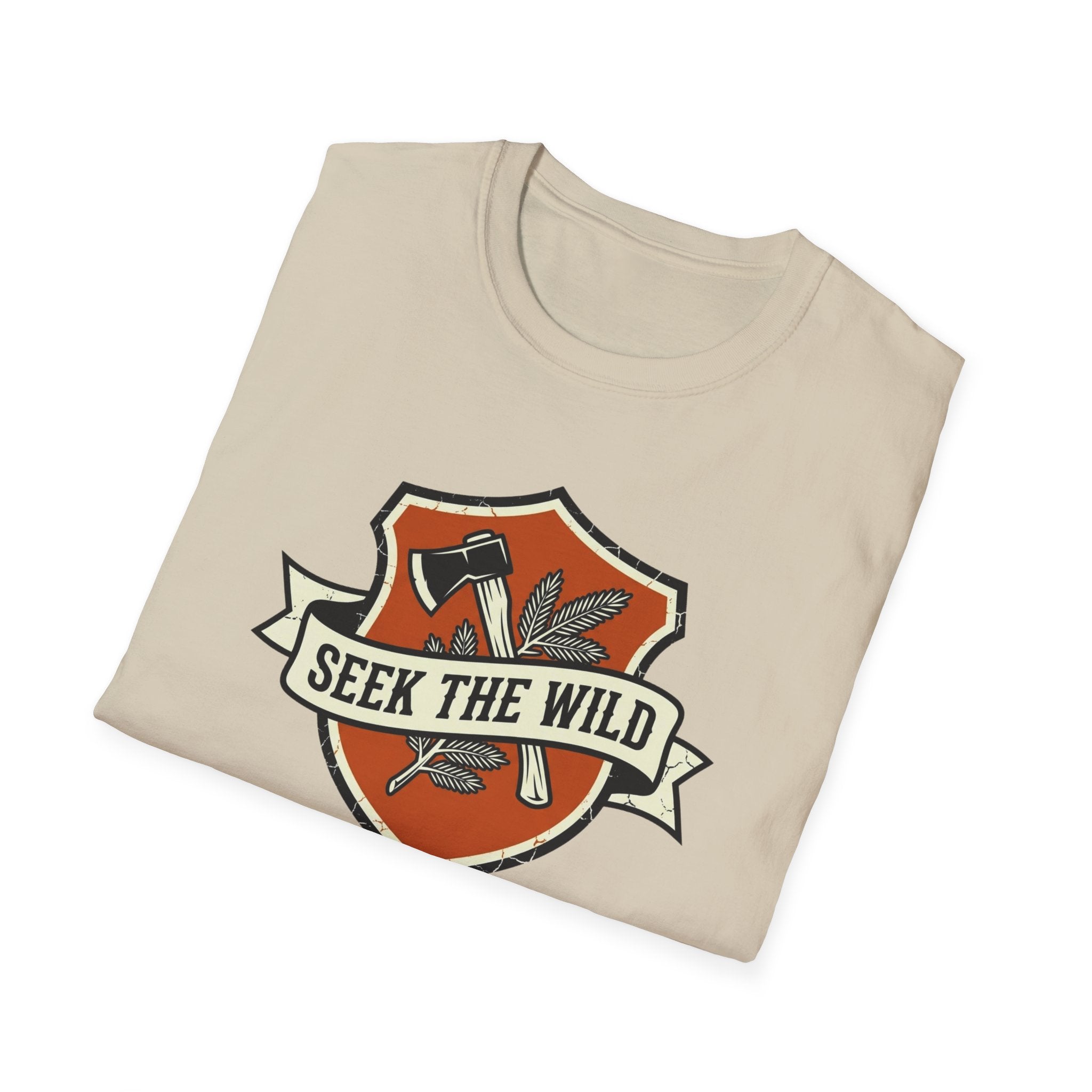 Seek The Wild emblem T-shirt | outdoor adventure badge design