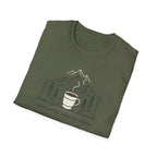 Coffee Cup in Pines T-Shirt | mountain camp mug, minimalist outdoors design