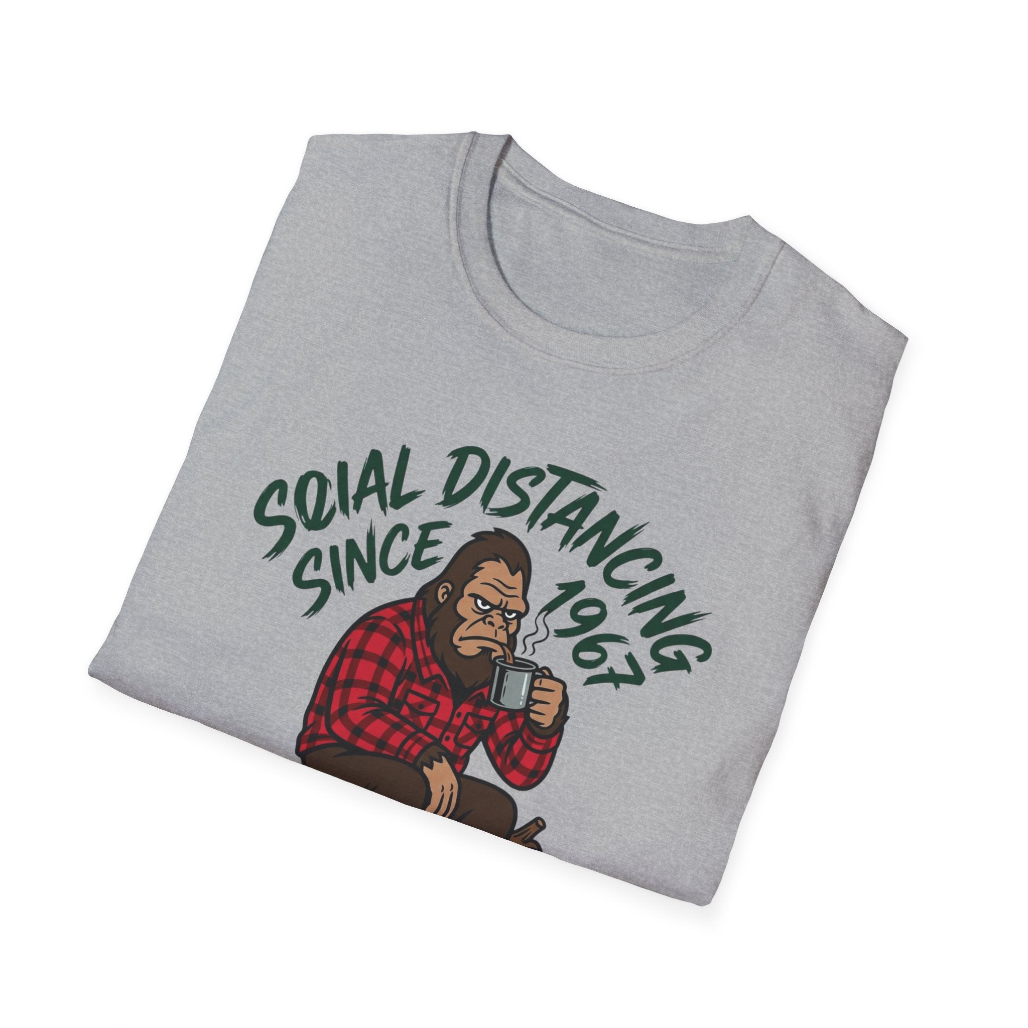 Bigfoot Social Distancing Since 1967 T-Shirt | Sasquatch Lumberjack Tee