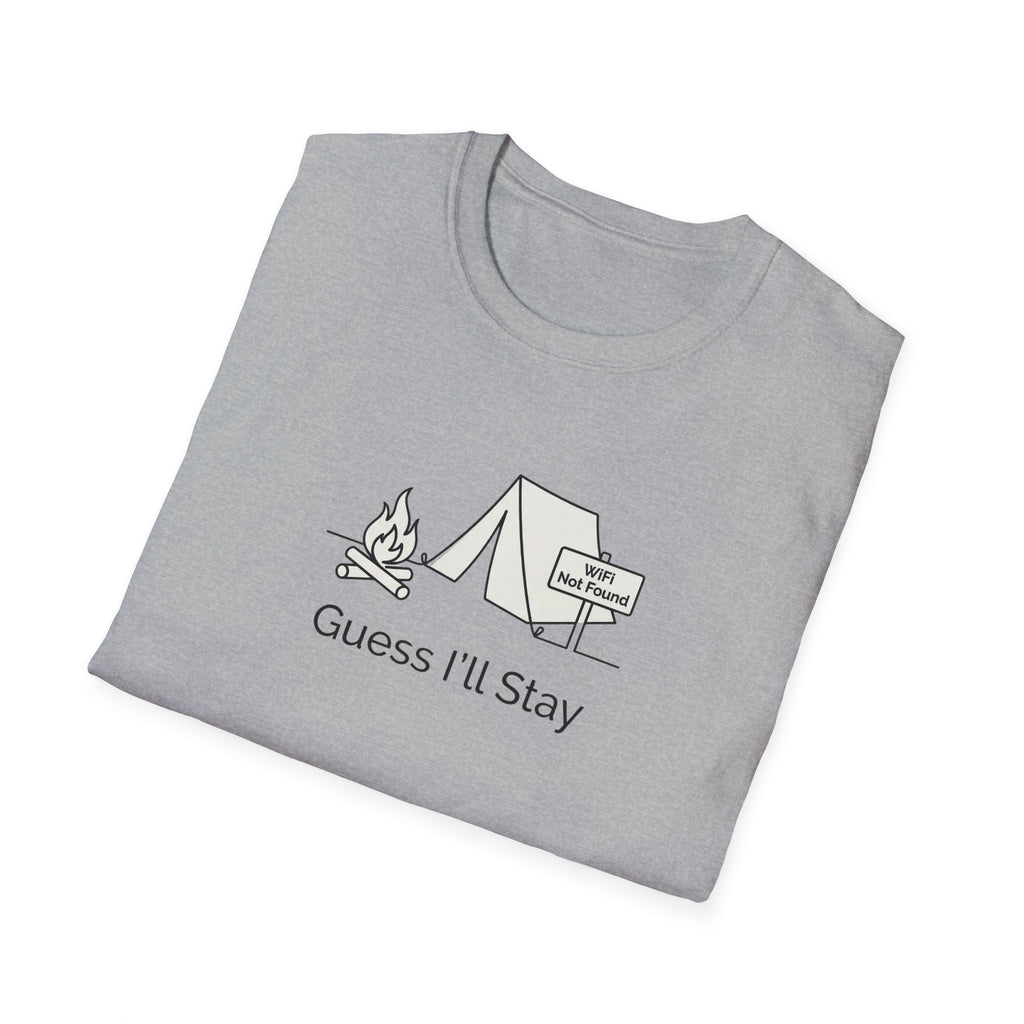 Guess Ill Stay camping tee | Tent and campfire graphic T-Shirt