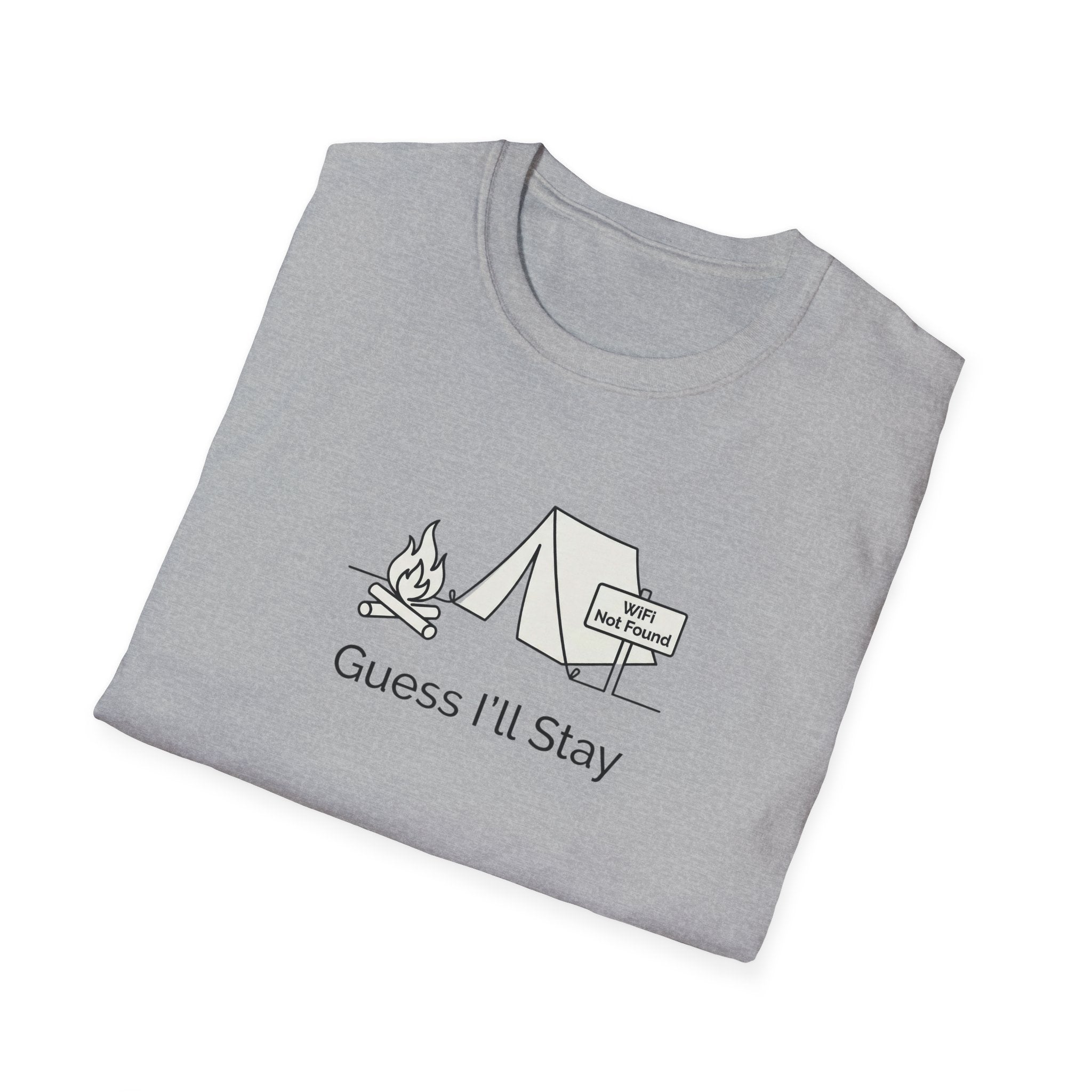Guess Ill Stay camping tee | Tent and campfire graphic T-Shirt