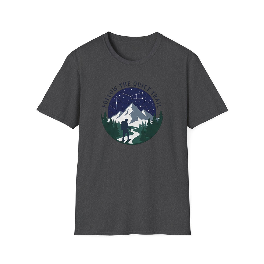 Follow The Quiet Trail Hiking T Shirt | Mountain Night Sky