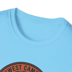 Northwest Camping Club Find Your Fire T-Shirt | Campfire Trees Outdoor Badge Shirt