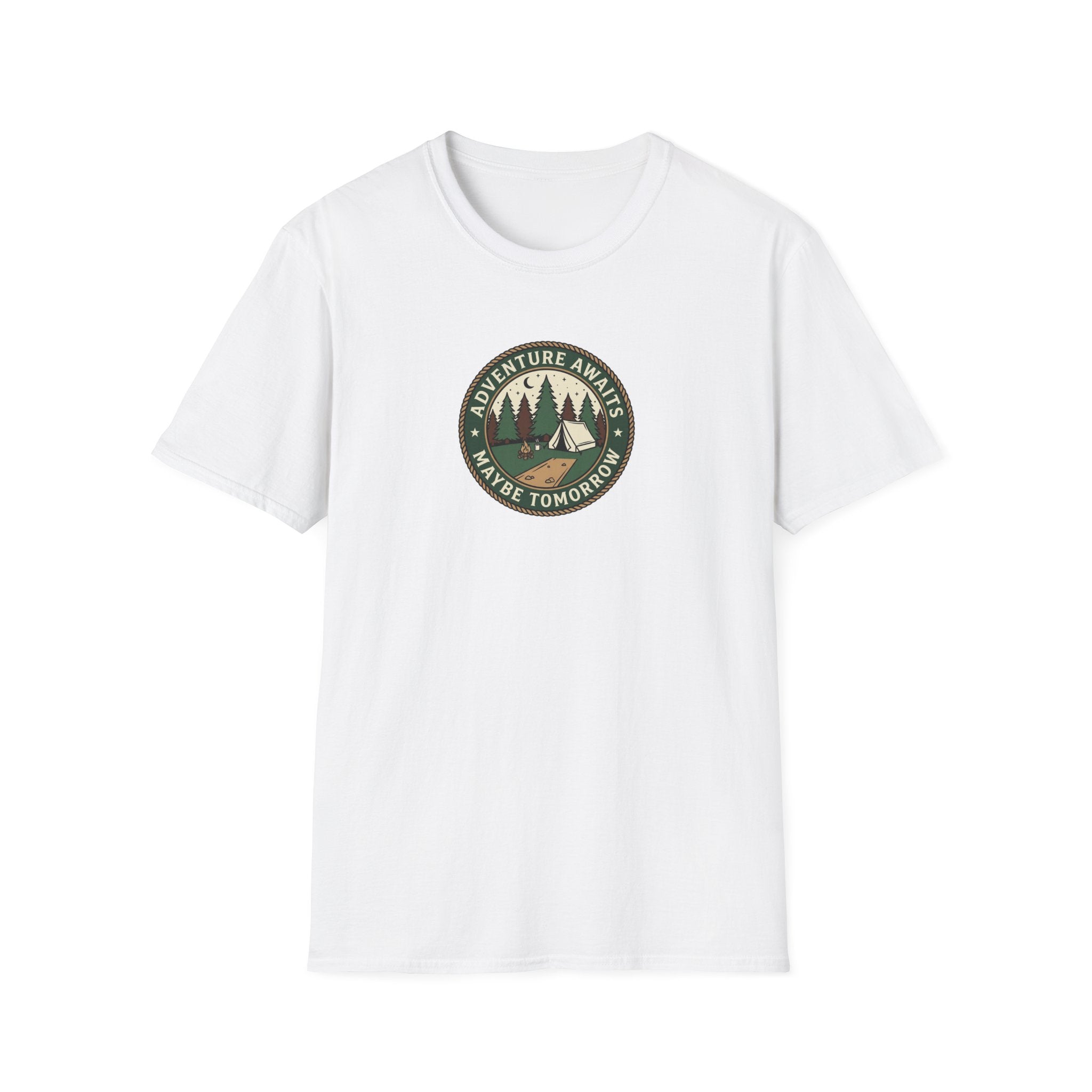 Adventure Awaits Maybe Tomorrow T-Shirt | Camping Patch Graphic
