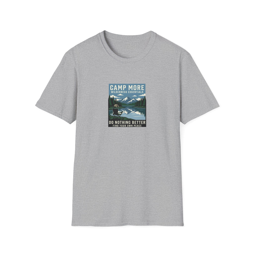 Camp More Wilderness Camping T-Shirt | Lake Mountain Poster Design