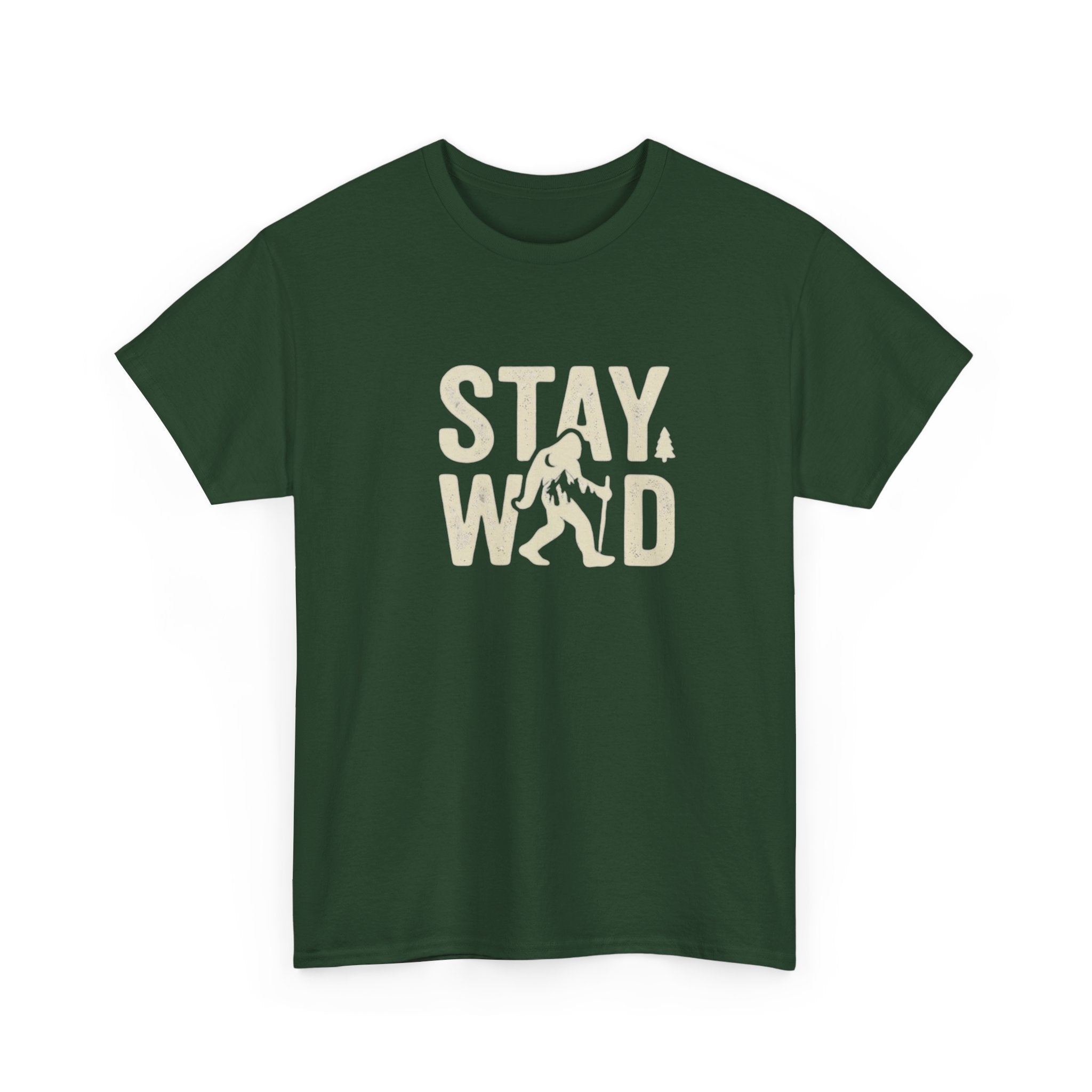 Stay Wild Bigfoot T-Shirt | Sasquatch Retro Typography Tee