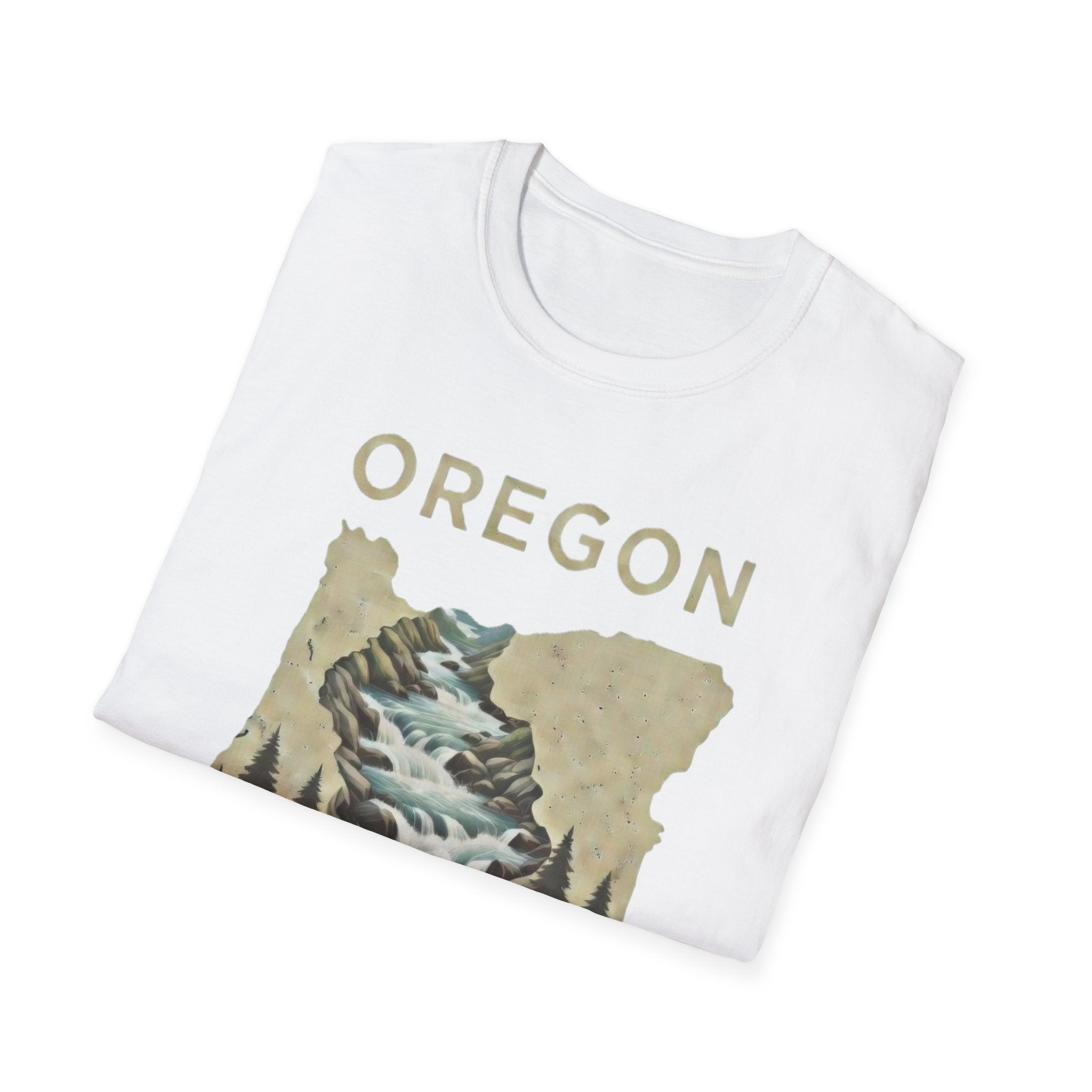 Oregon waterfall state map T-Shirt | River, Pines, Nature