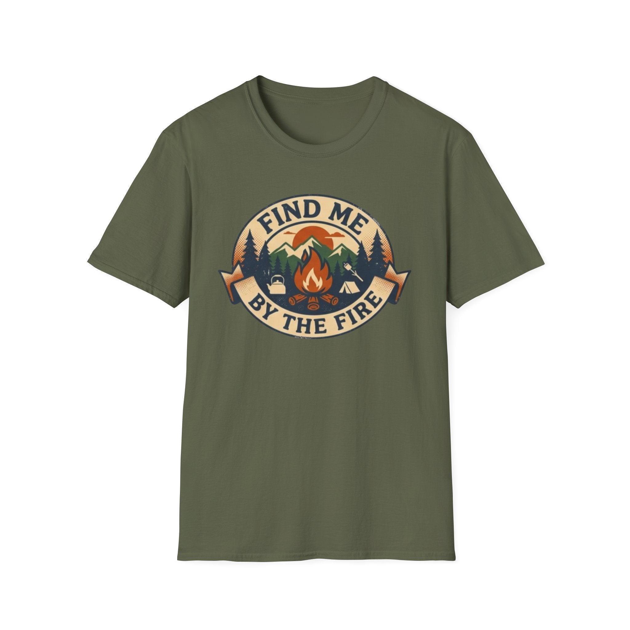 Find Me by the Fire T-Shirt | Campfire Mountains Camping Tee
