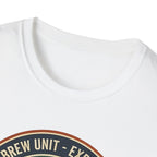 Stayed for the Coffee mountain camping badge T-Shirt | coffee hiking logo