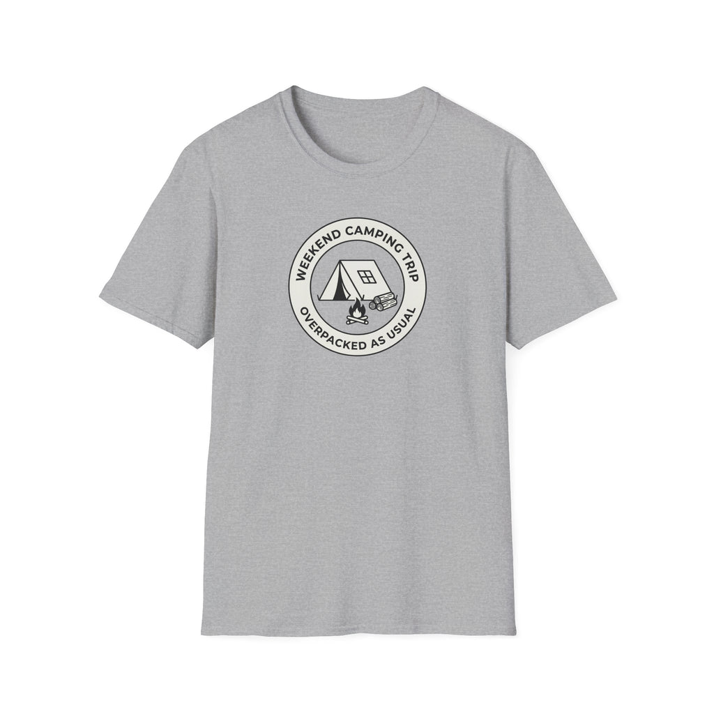 Weekend Camping Trip Overpacked As Usual T-Shirt | Camping Badge Tee