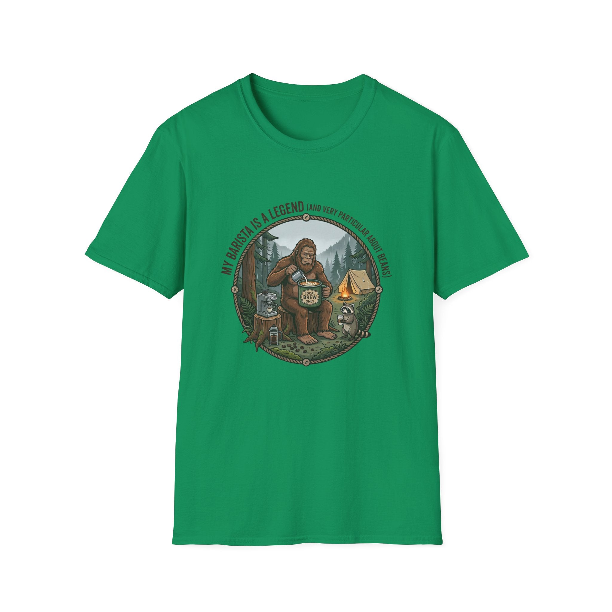 Dad is a Legend Camping T-Shirt | Bear, Campfire, Tent Cabin Illustration