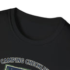 Camping Checklist Snacks T-Shirt | Camping Graphic Tee, Tent Campfire Design