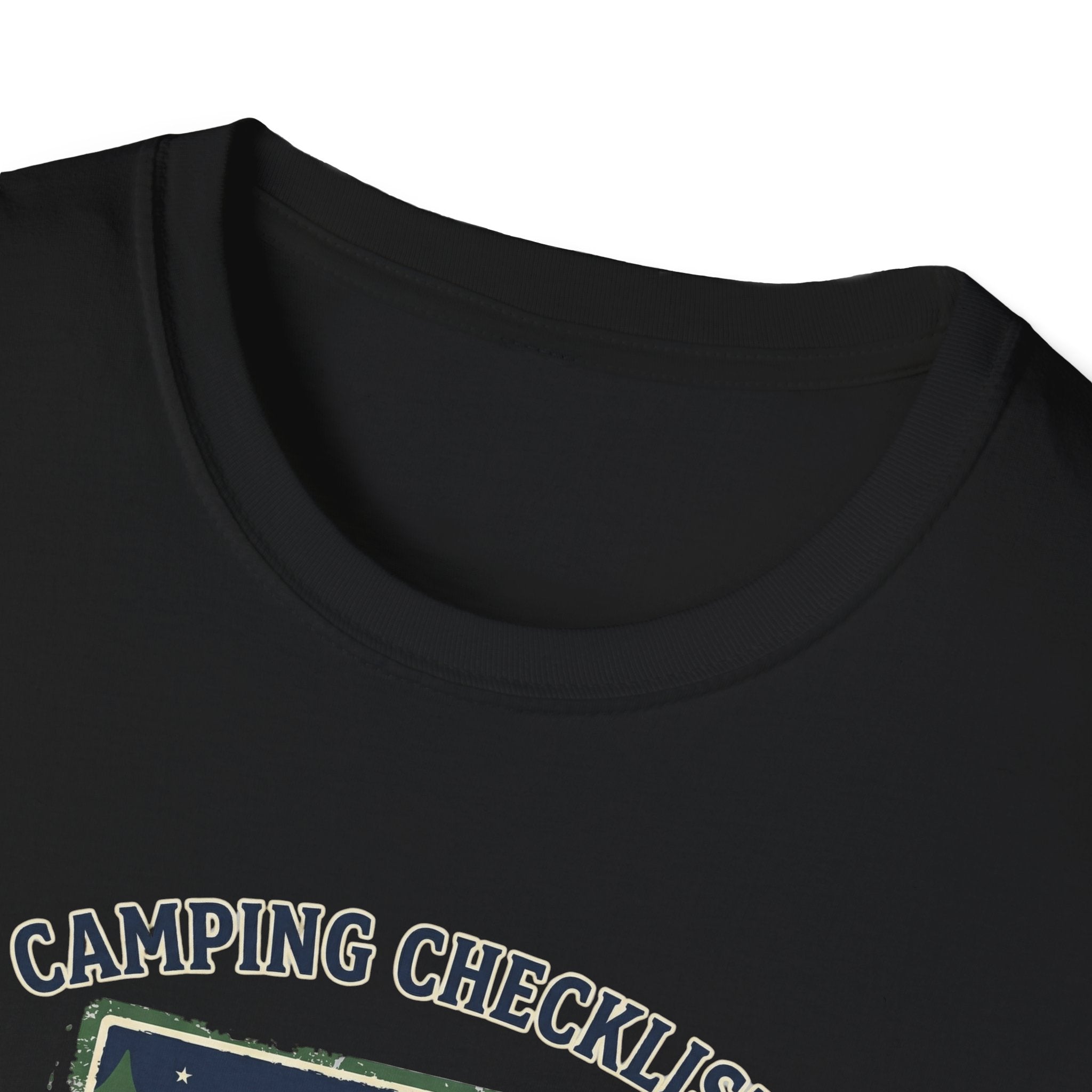 Camping Checklist Snacks T-Shirt | Camping Graphic Tee, Tent Campfire Design