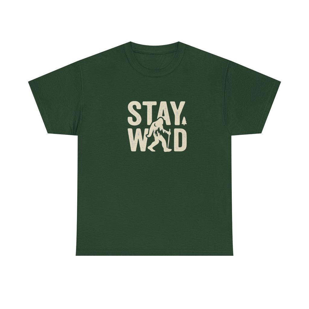 Stay Wild Bigfoot T-Shirt | Sasquatch Retro Typography Tee