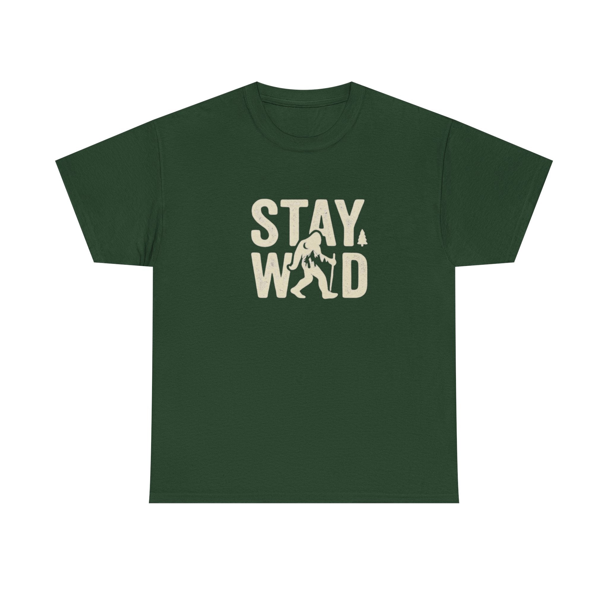 Stay Wild Bigfoot T-Shirt | Sasquatch Retro Typography Tee