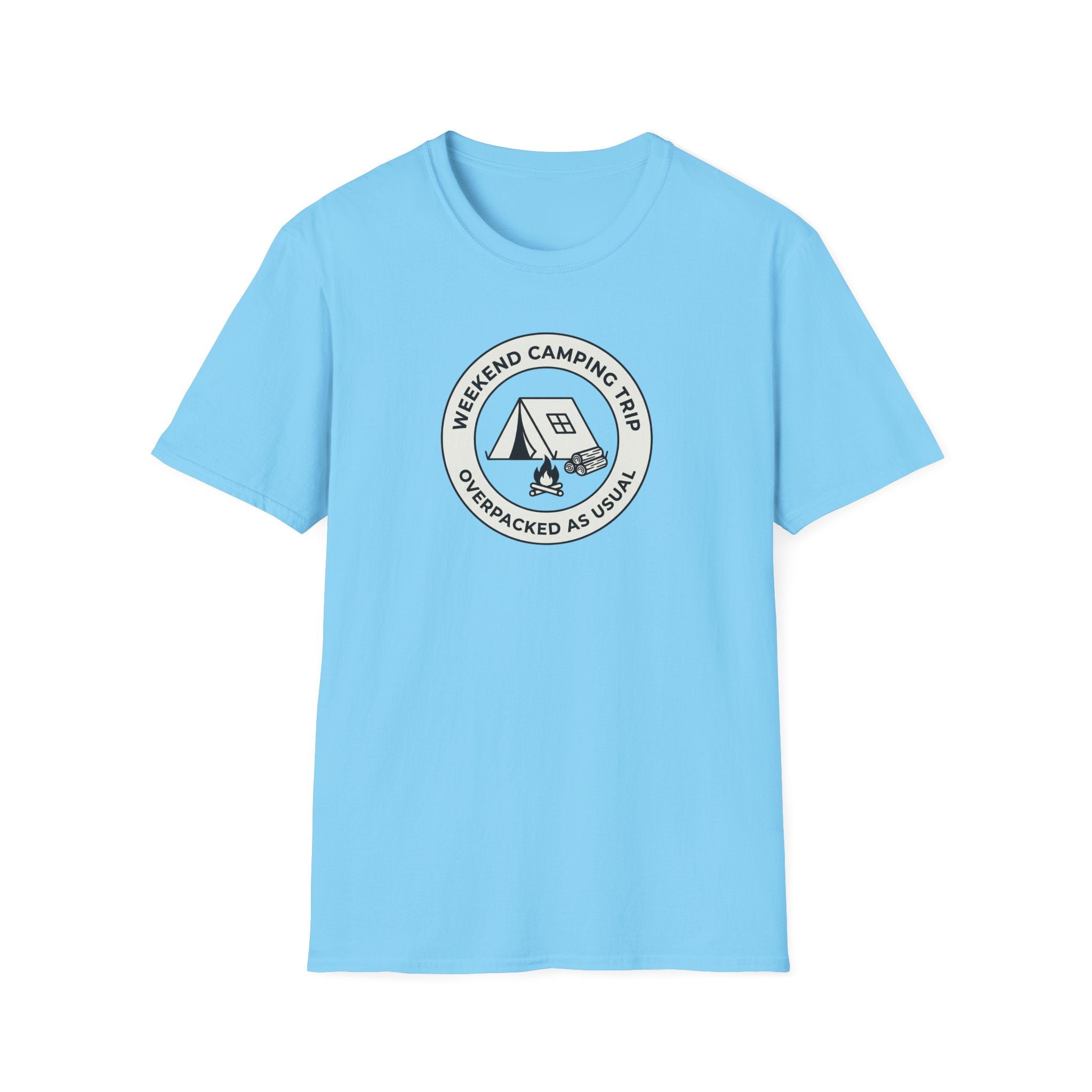 Weekend Camping Trip Overpacked As Usual T-Shirt | Camping Badge Tee