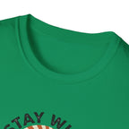 Stay Wild PNW T-Shirt | Mountain Sunset, Pine Trees, River Road