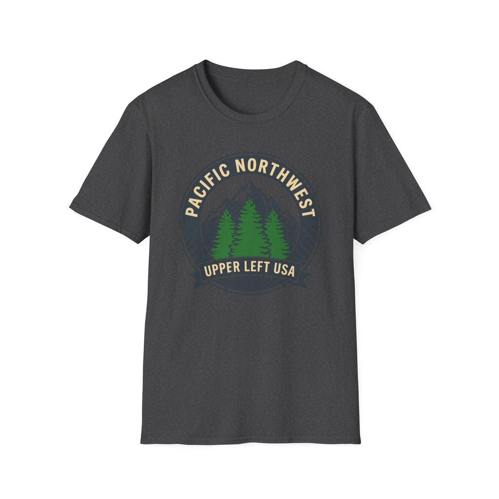 Pacific Northwest Mountain Pines T-Shirt | Upper Left USA graphic