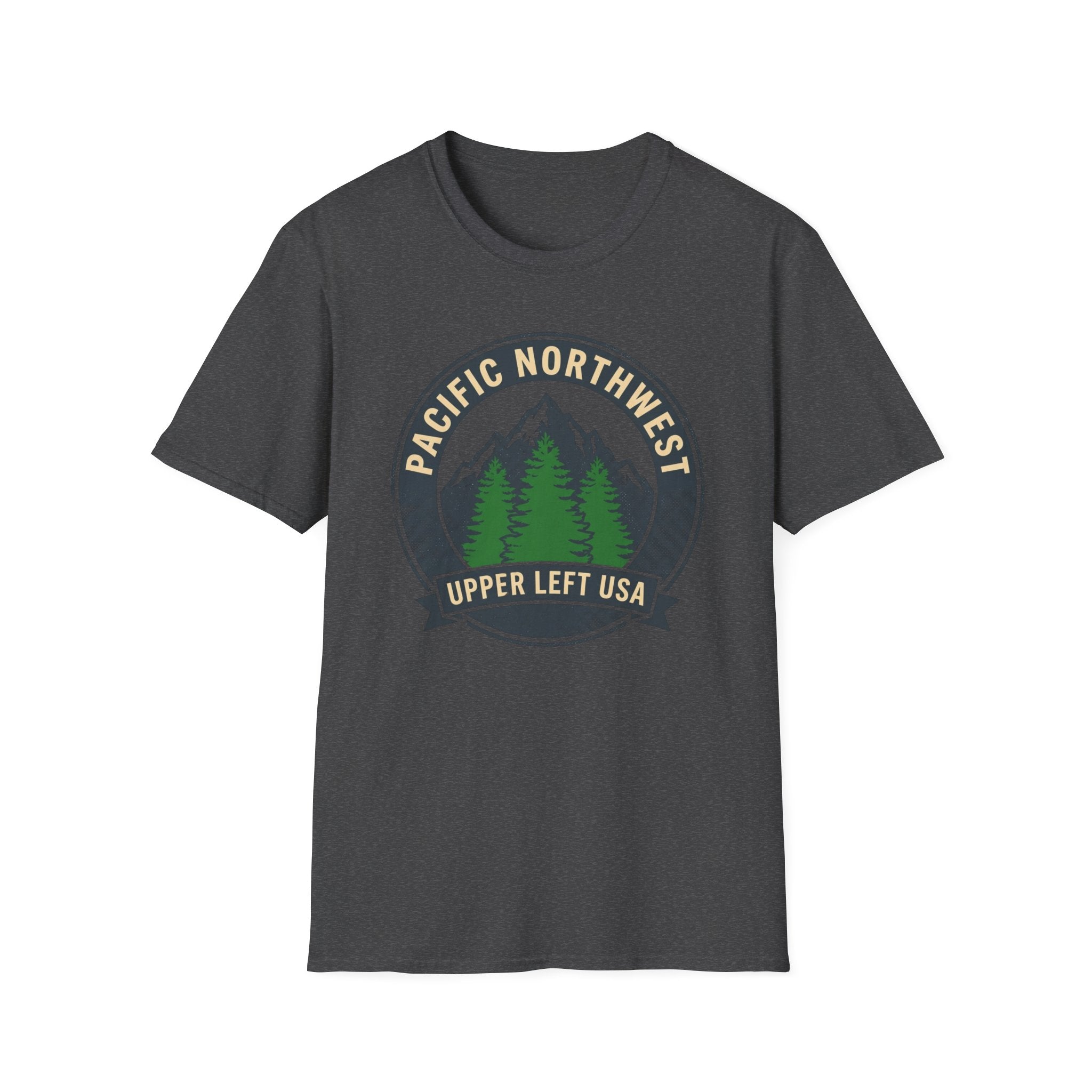 Pacific Northwest Mountain Pines T-Shirt | Upper Left USA graphic