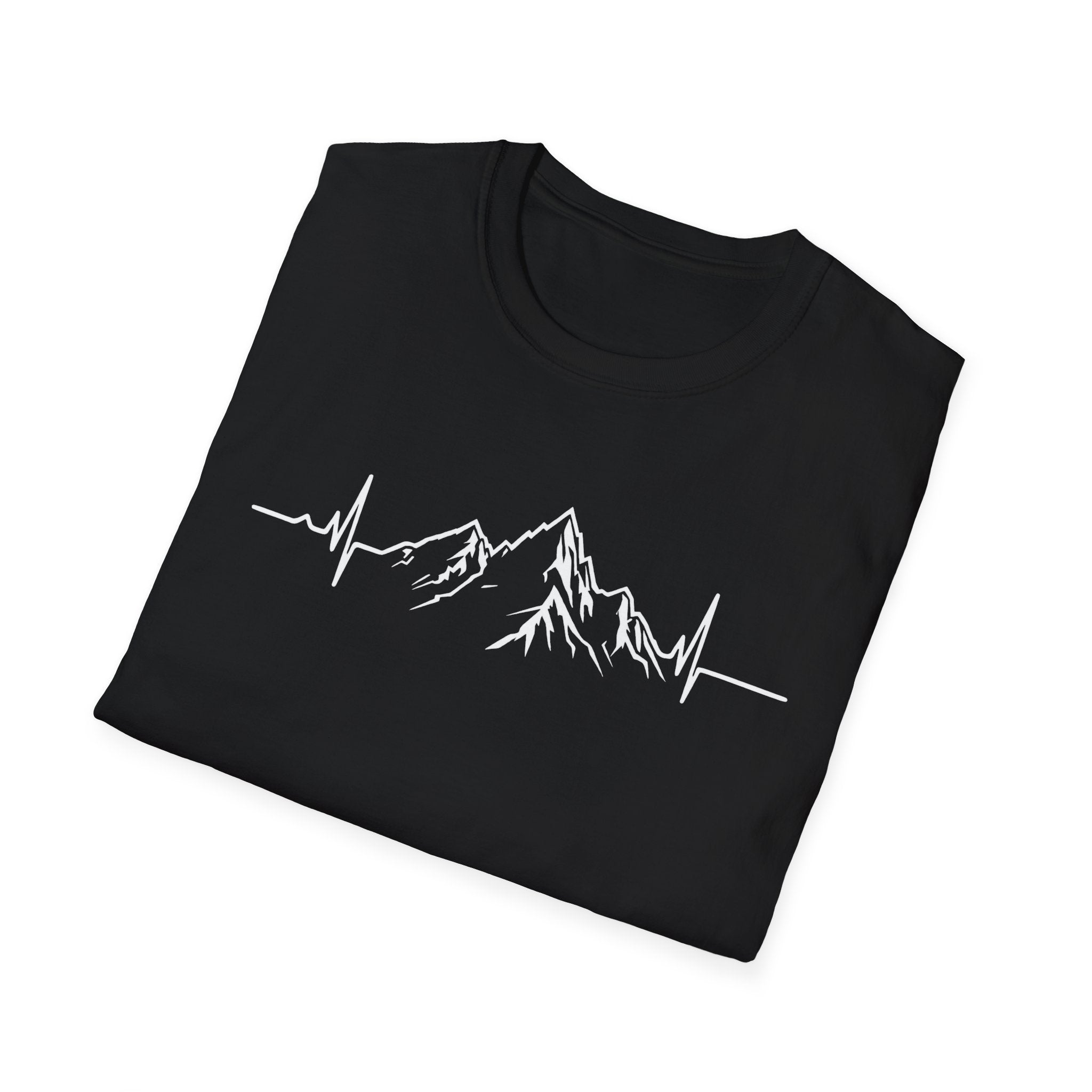 Mountain Heartbeat T-Shirt — Minimalist Mountain ECG Tee for Hikers & Outdoor Lovers