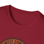 Northwest Camping Club Find Your Fire T-Shirt | Campfire Trees Outdoor Badge Shirt
