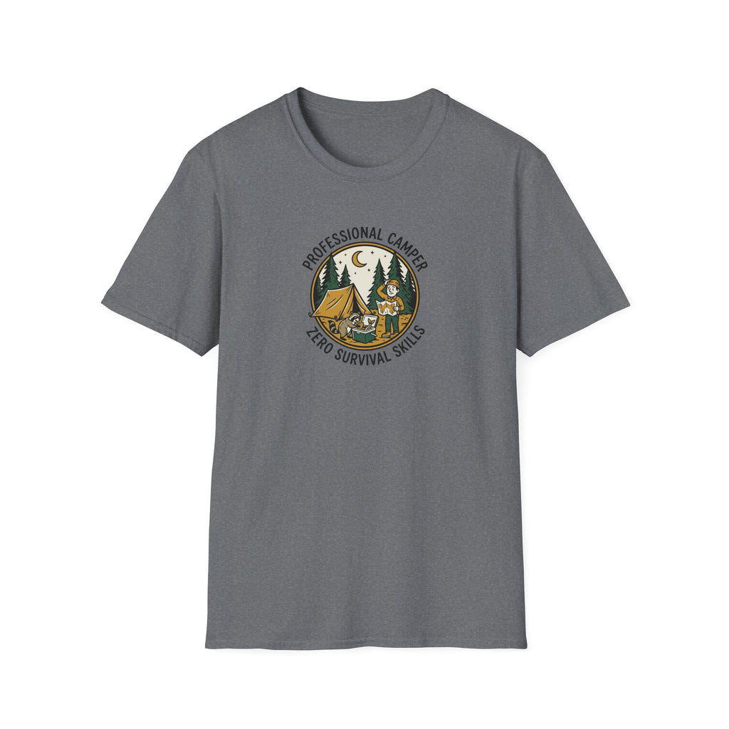 Professional Camper Zero Survival Skills T-Shirt | Camping Graphic Tee