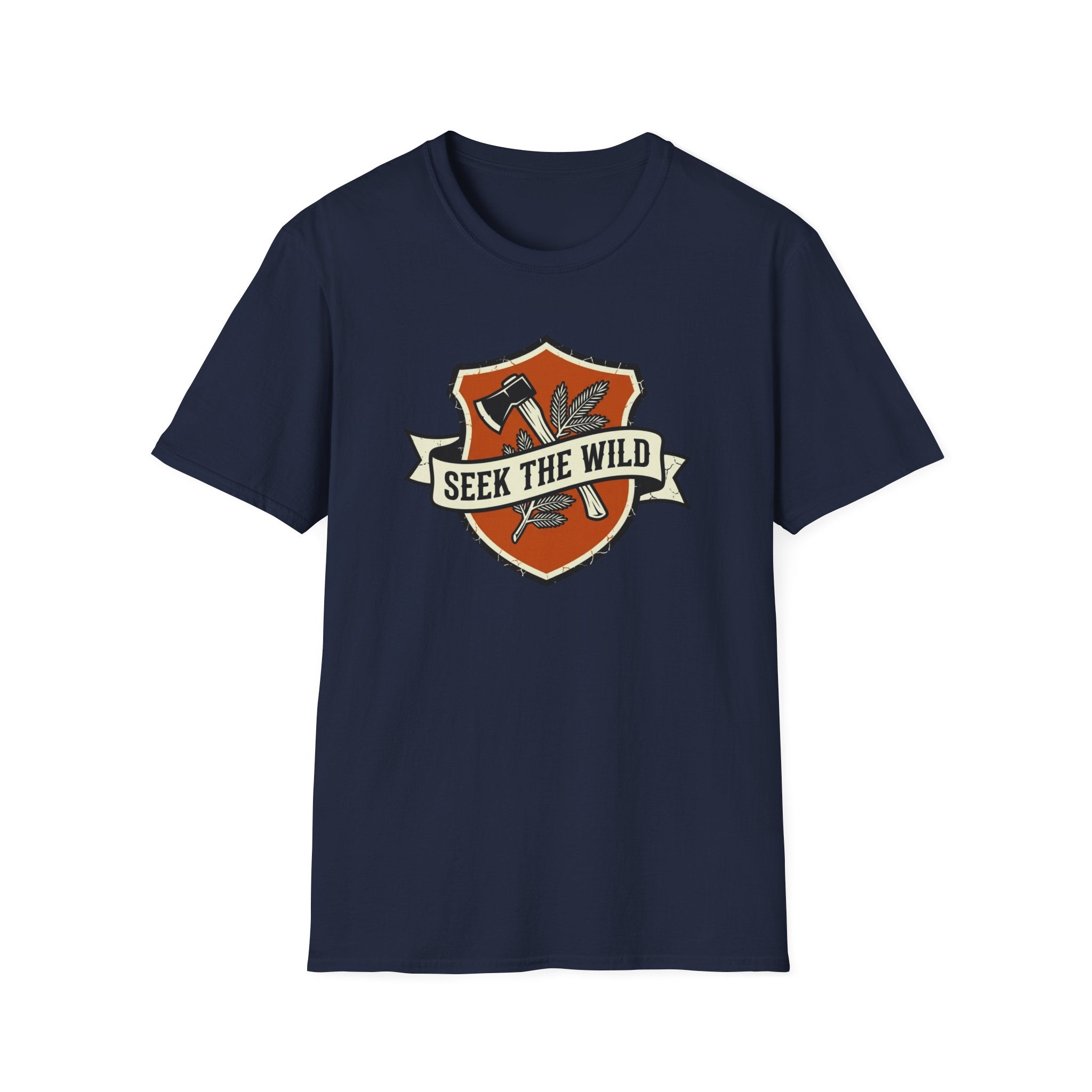 Seek The Wild emblem T-shirt | outdoor adventure badge design