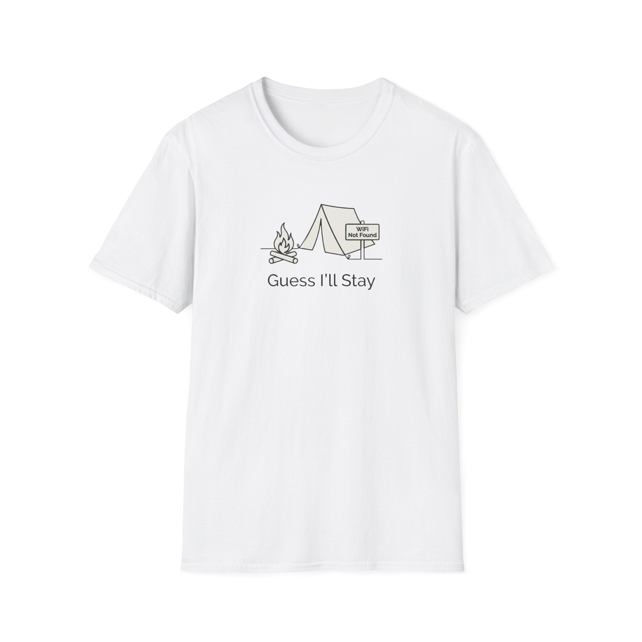 Guess Ill Stay camping tee | Tent and campfire graphic T-Shirt