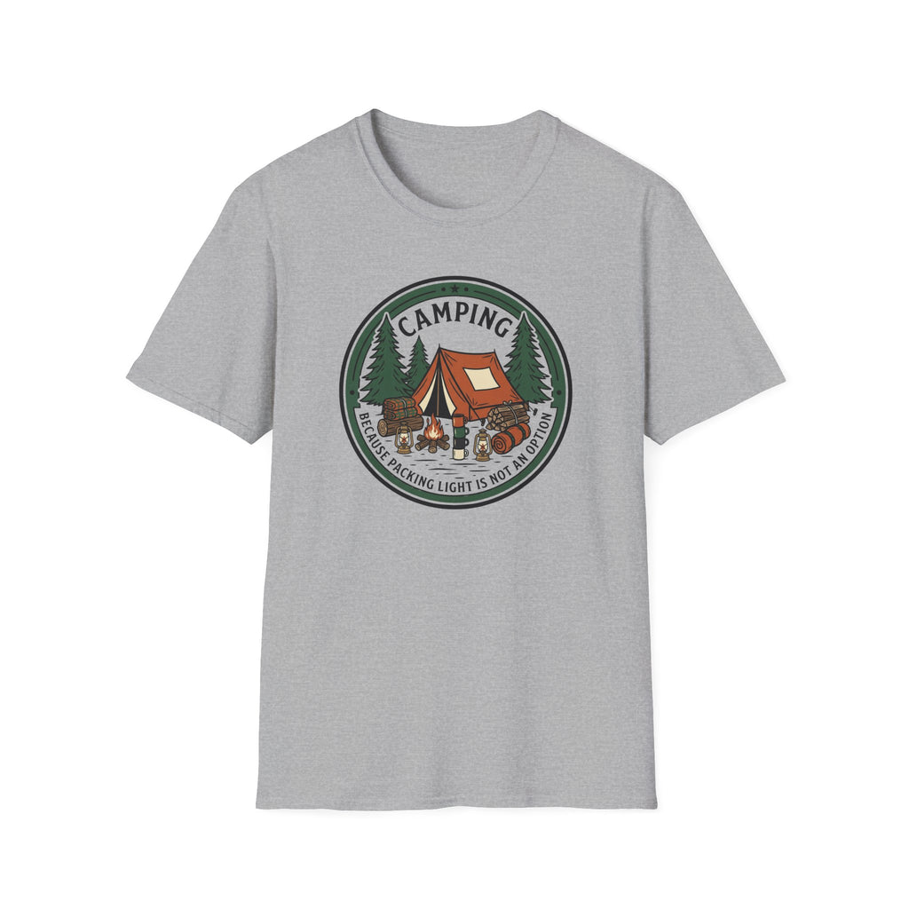 Camping Campfire Tent Graphic T-Shirt | Outdoor Adventure Cabin Design