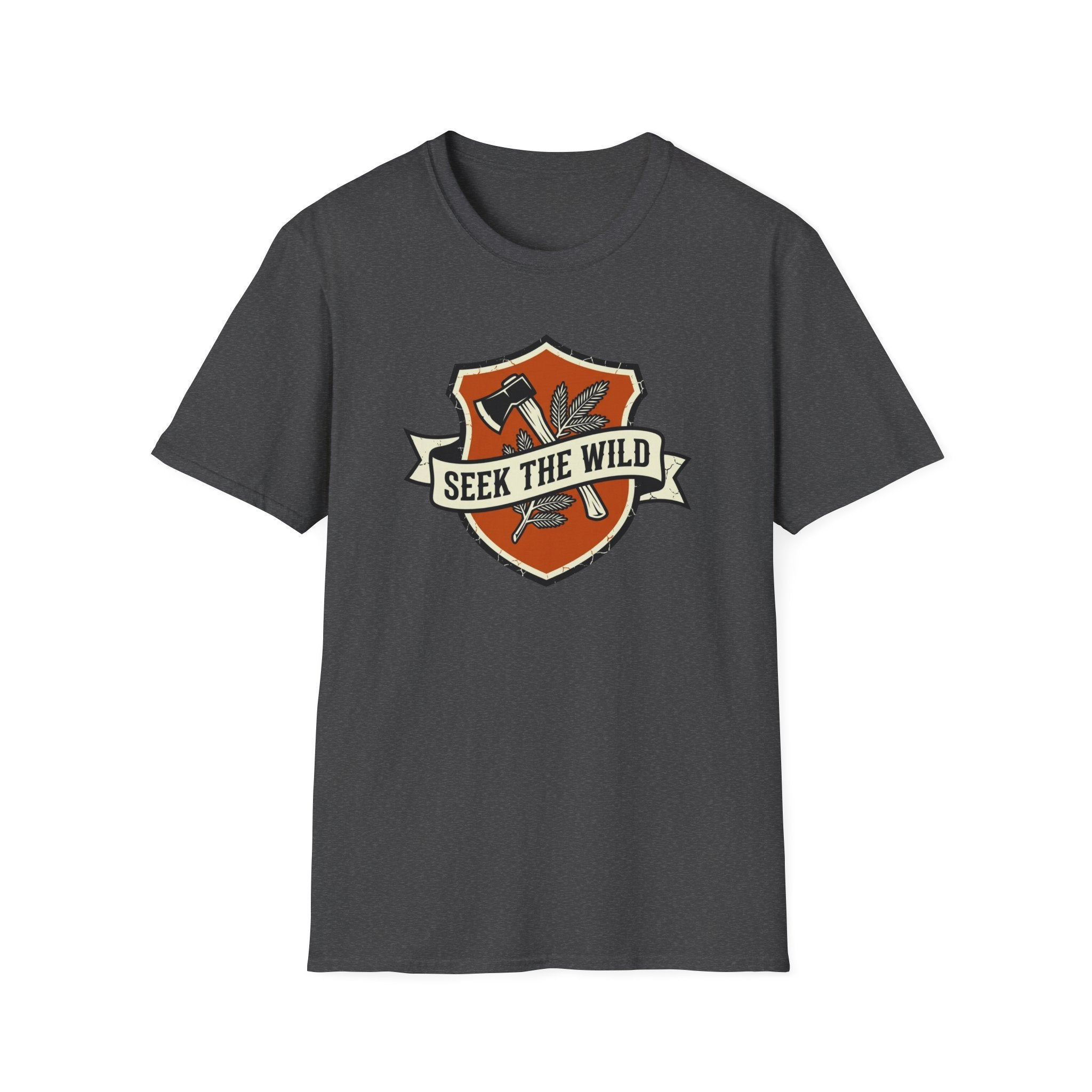 Seek The Wild emblem T-shirt | outdoor adventure badge design