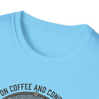 Cozy Camping Coffee Scene T-Shirt | Mountain Mug, Rainy Forest Illustration
