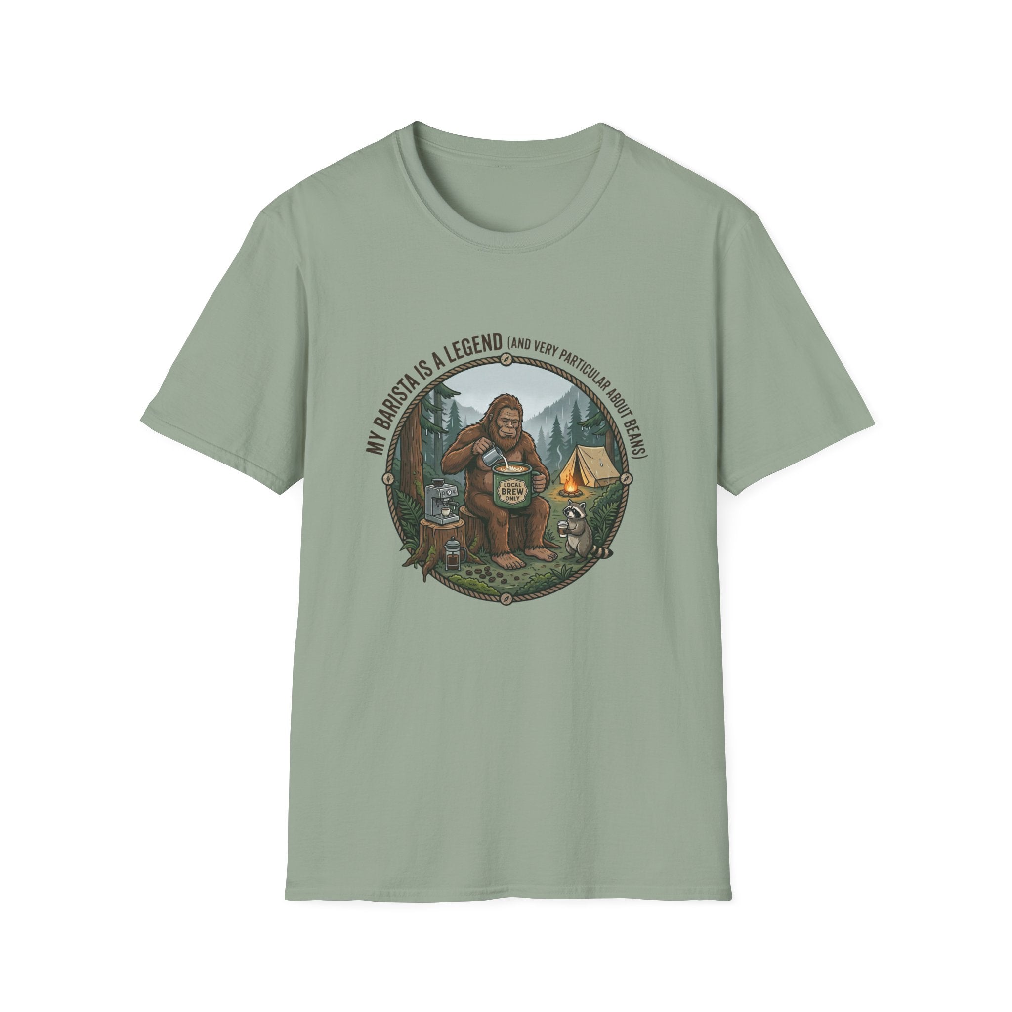 Dad is a Legend Camping T-Shirt | Bear, Campfire, Tent Cabin Illustration