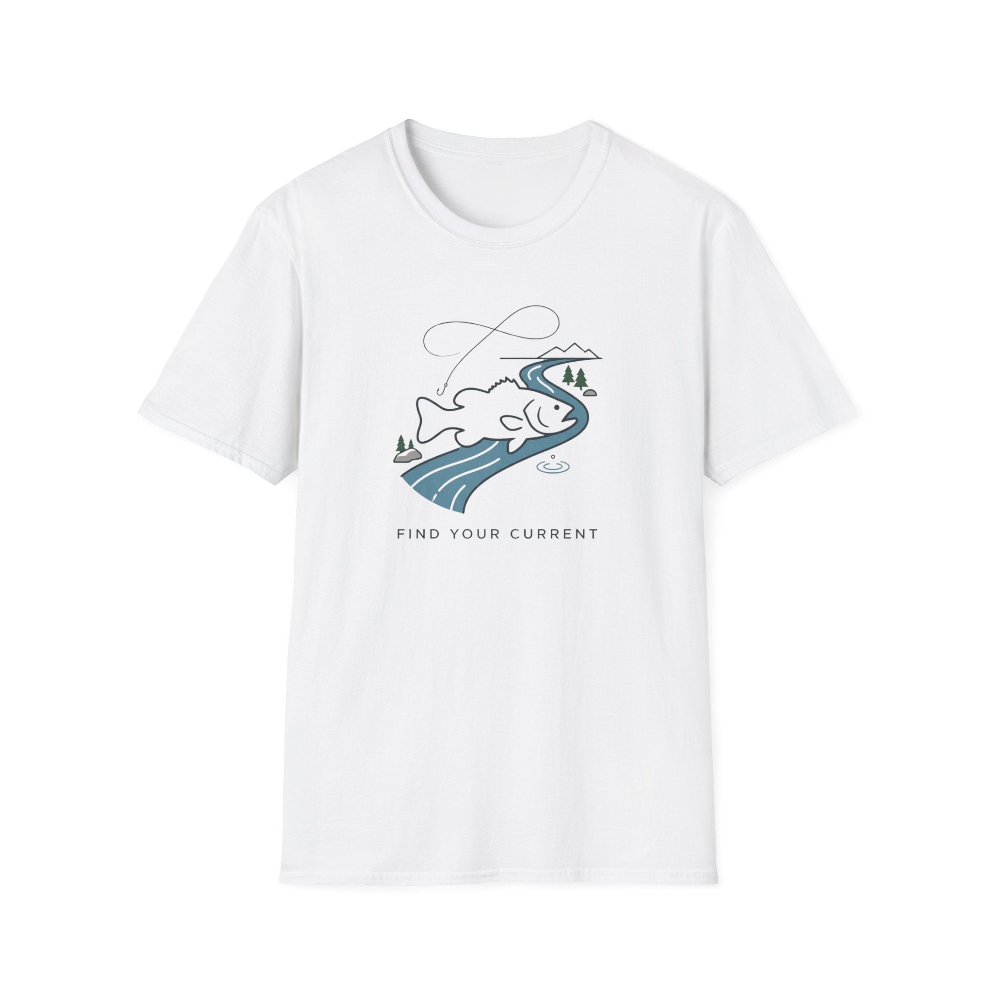 Find Your Current Wave T-Shirt | Surf River Whale Illustration