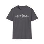 Mountain Heartbeat T-Shirt — Minimalist Mountain ECG Tee for Hikers & Outdoor Lovers