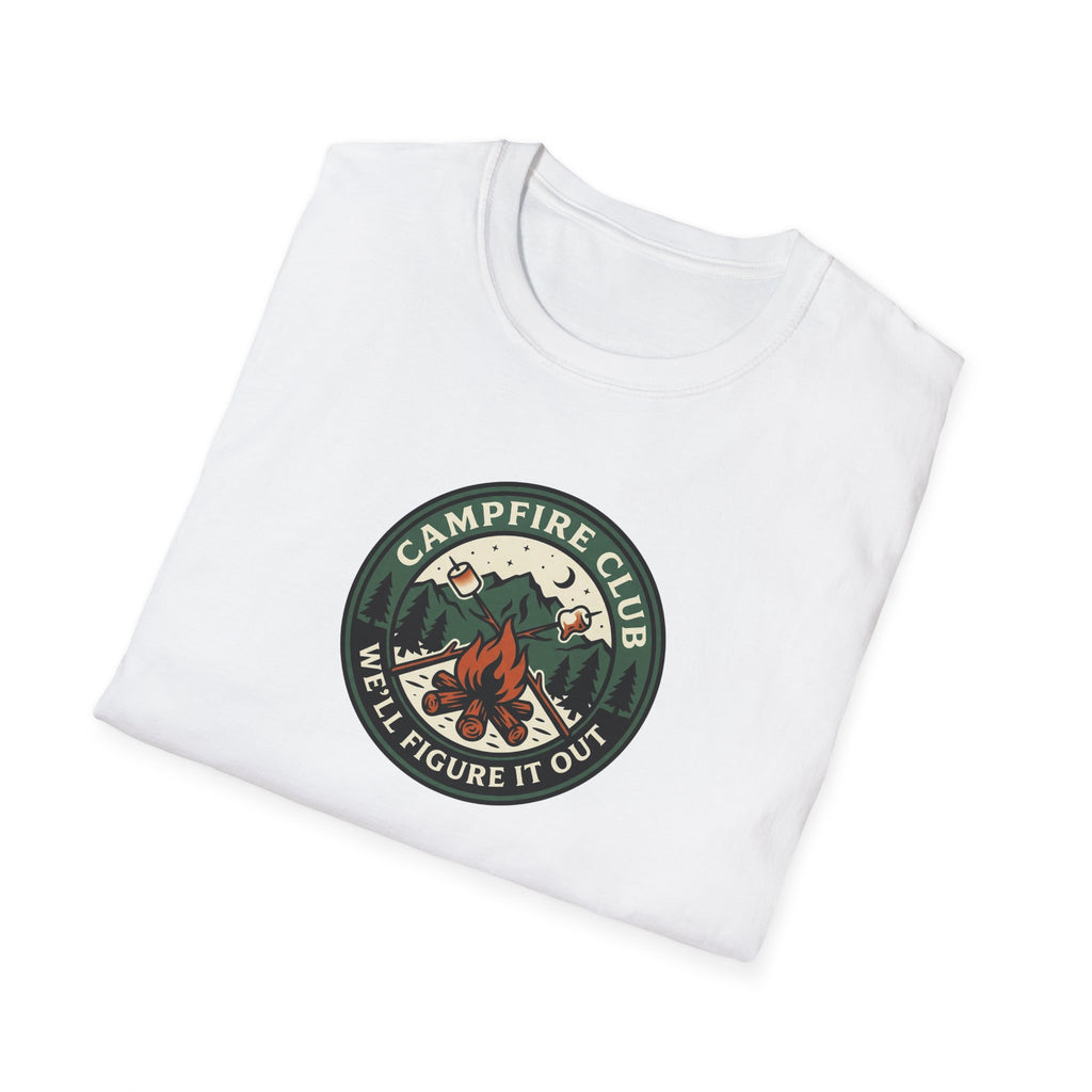 Campfire Club Patch design T-Shirt | Mountain Camping Logo Tee