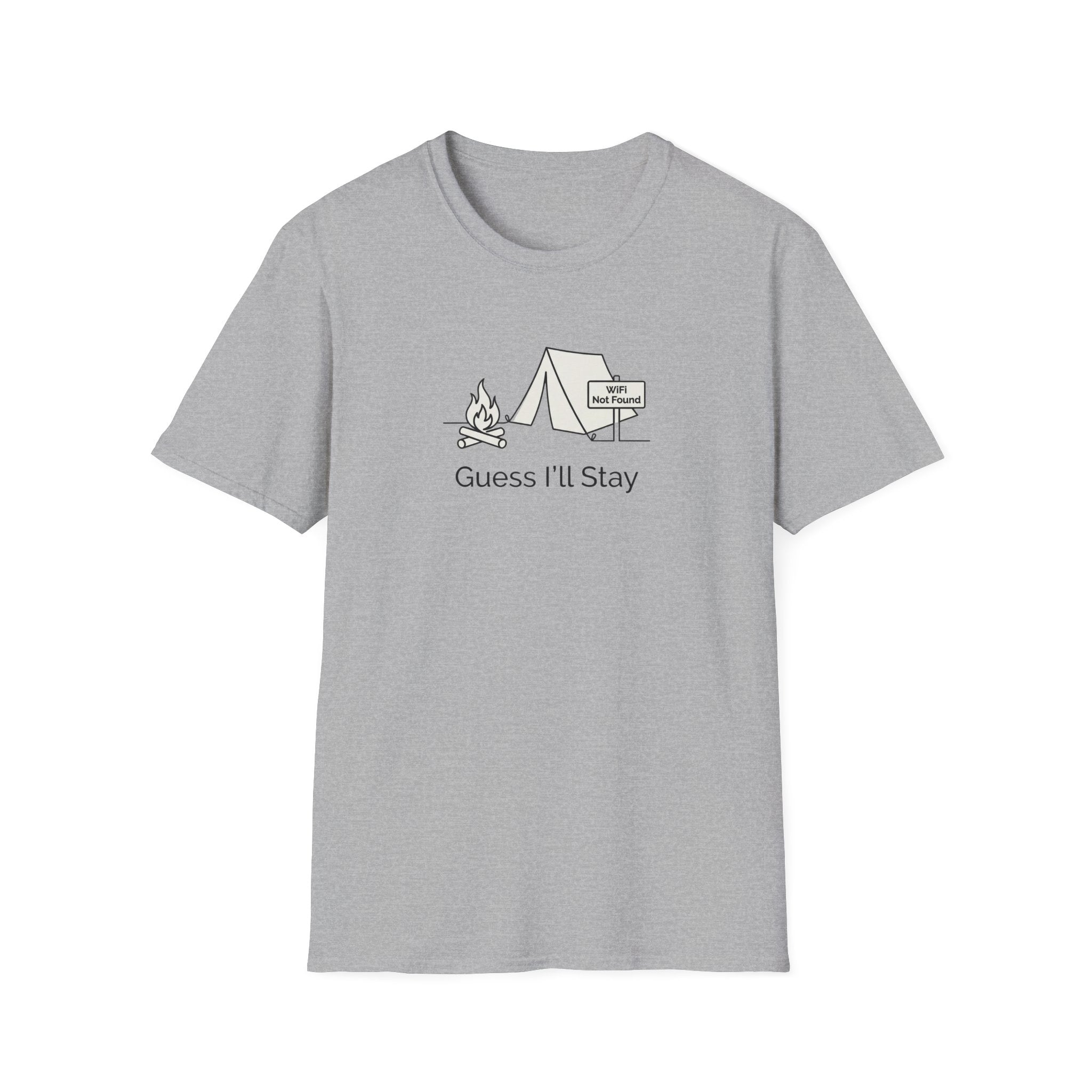 Guess Ill Stay camping tee | Tent and campfire graphic T-Shirt