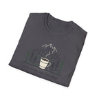 Coffee Cup in Pines T-Shirt | mountain camp mug, minimalist outdoors design