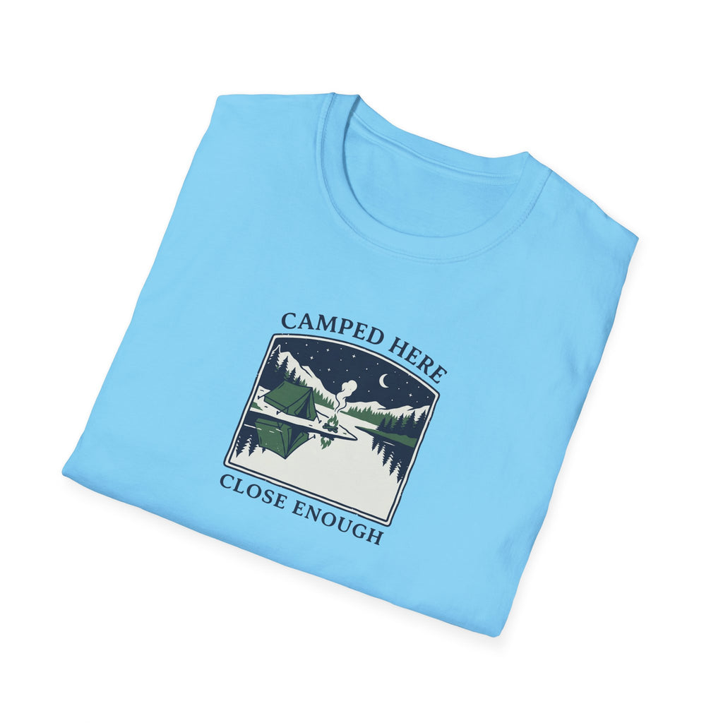 Camped Here Close Enough | T-Shirt, Canoe Lake Camping Graphic