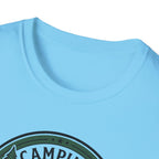 Camping Campfire Tent Graphic T-Shirt | Outdoor Adventure Cabin Design
