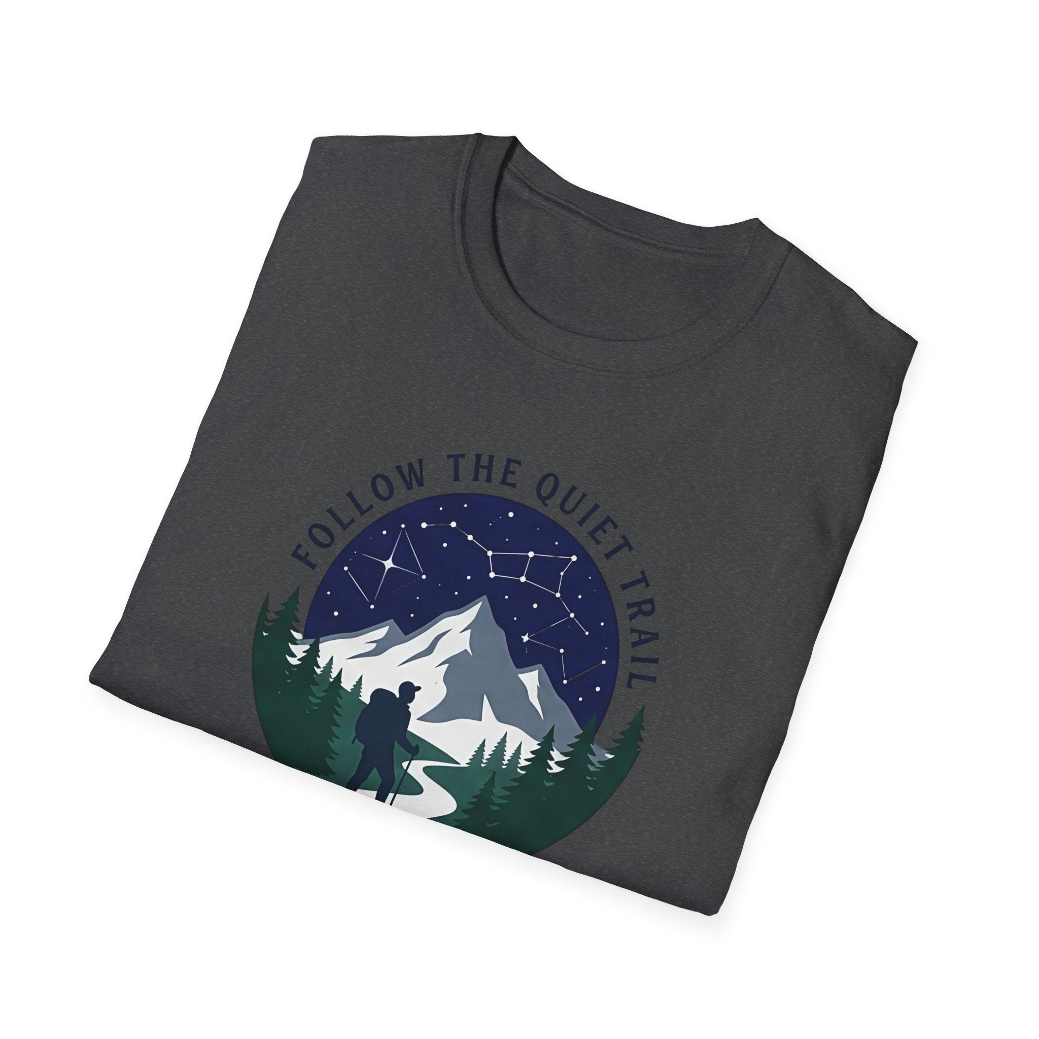 Follow The Quiet Trail Hiking T Shirt | Mountain Night Sky