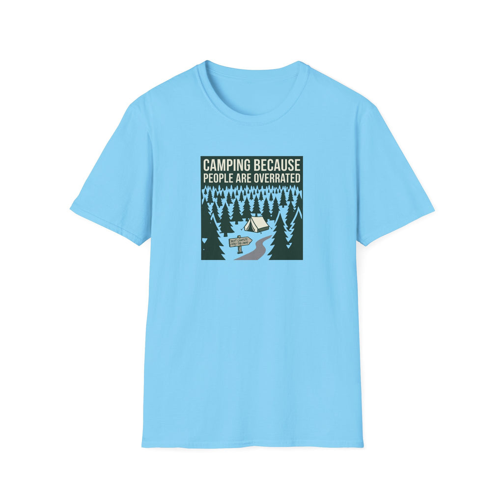 Camping Because People Are Overrated T-Shirt | Camper Graphic Tee, Forest Tent Design