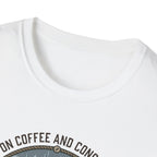 Cozy Camping Coffee Scene T-Shirt | Mountain Mug, Rainy Forest Illustration