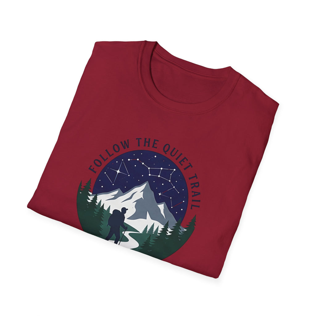 Follow The Quiet Trail Hiking T Shirt | Mountain Night Sky