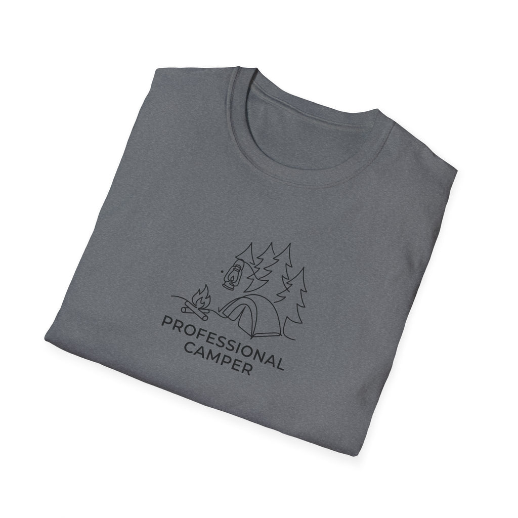 Professional Camper T-Shirt | Minimal Line Art Camping Design