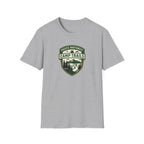 Camp Trails badge T-Shirt | Mountain camping logo, forest trail emblem