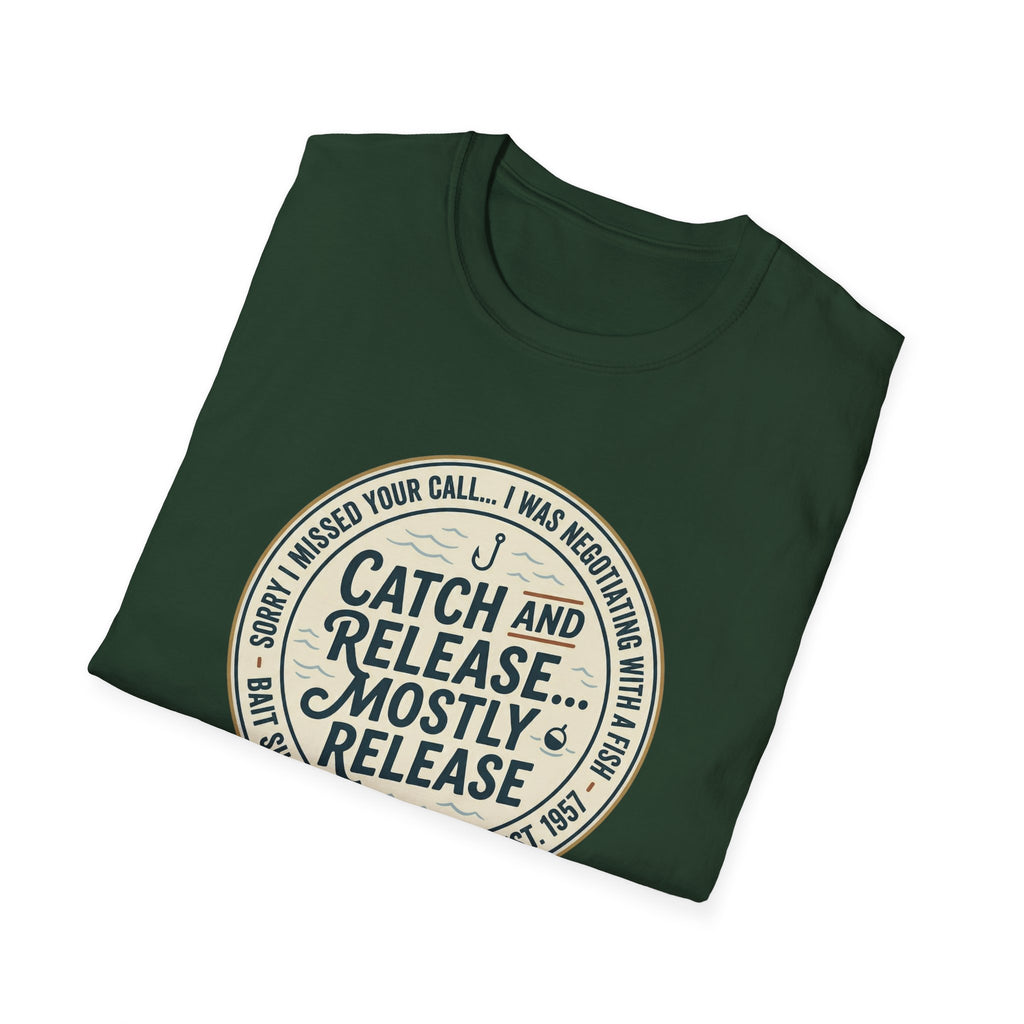 Catch and Release Mostly Release T-Shirt | Fishing Lake Tahoe Badge