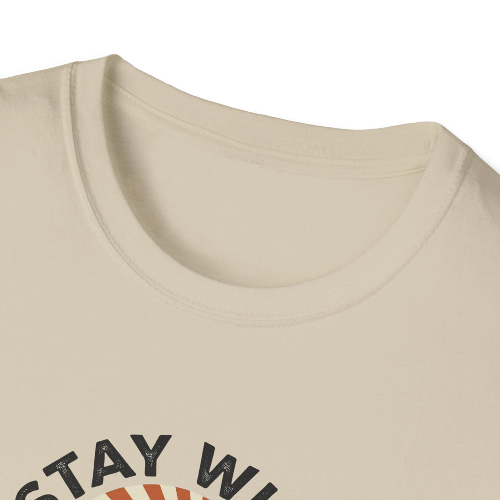Stay Wild PNW T-Shirt | Mountain Sunset, Pine Trees, River Road