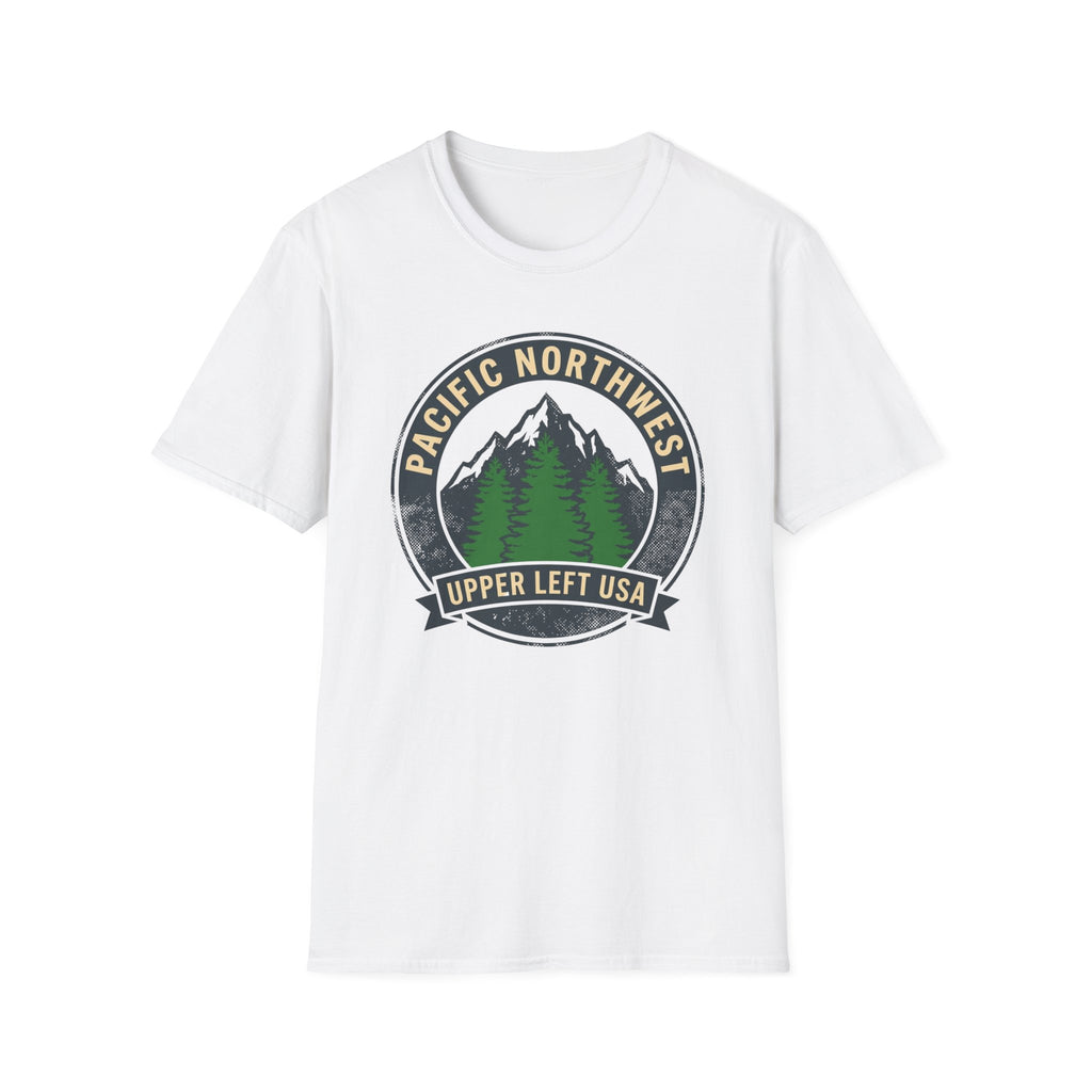 Pacific Northwest Mountain Pines T-Shirt | Upper Left USA graphic