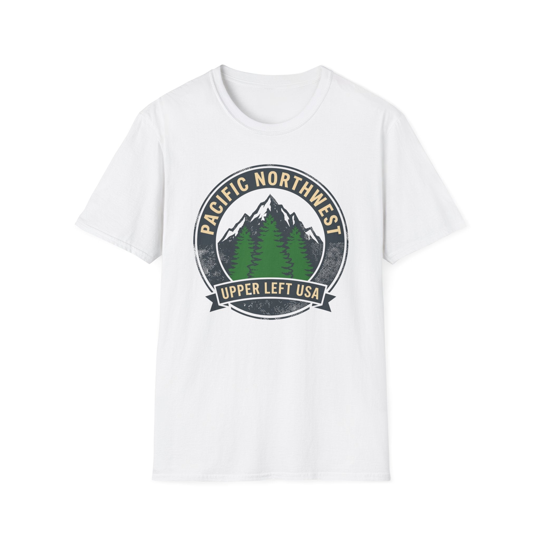 Pacific Northwest Mountain Pines T-Shirt | Upper Left USA graphic
